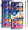 2 Pack Watercolor Paint Set 12 Vivid Colors Includes Watercolour Mixing Palette and 2 Brushes, Perfect For Artists, Beginner Painters